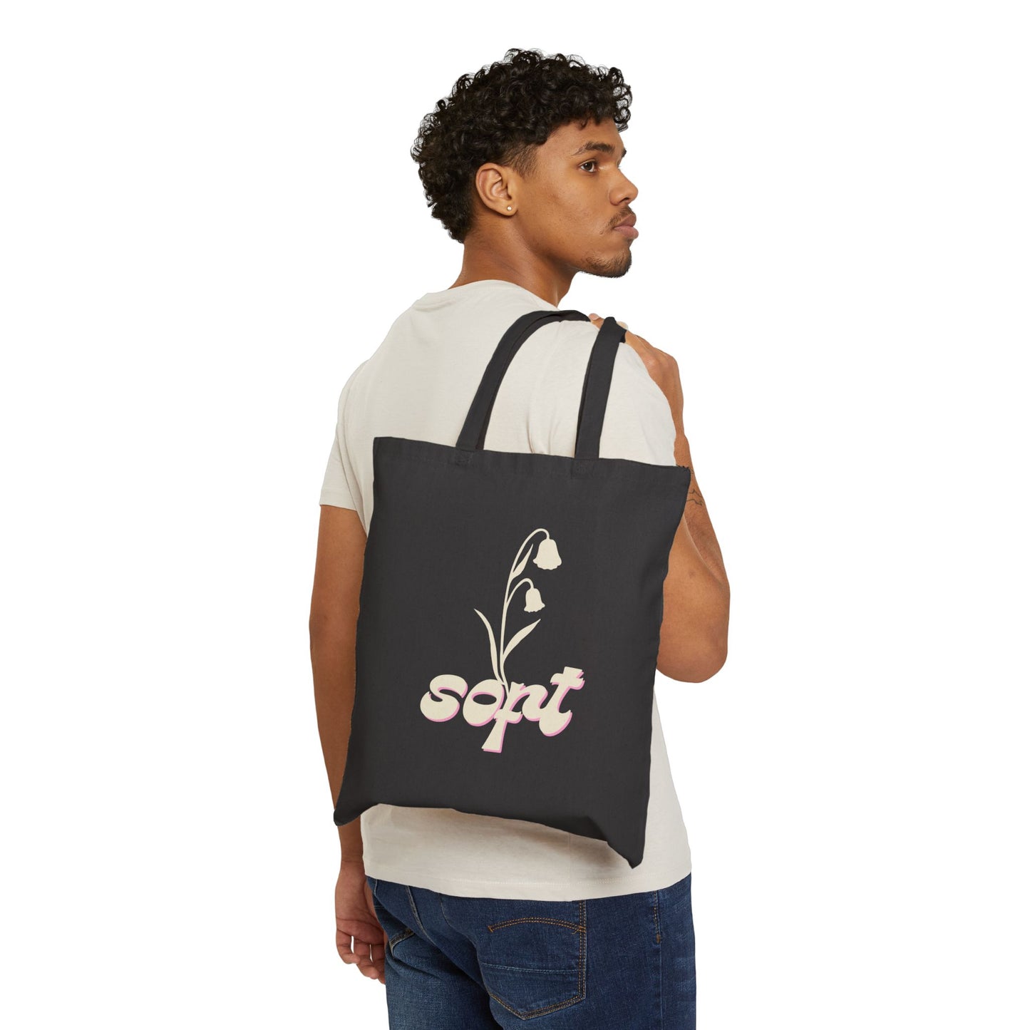 Canvas Tote Bag with Floral Design