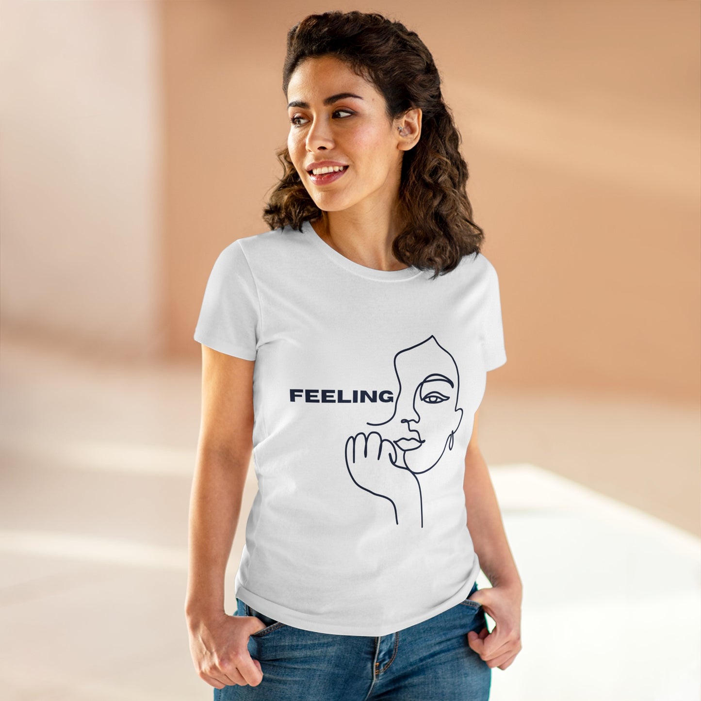 Feeling Line Art Tee | Minimalist Face Design