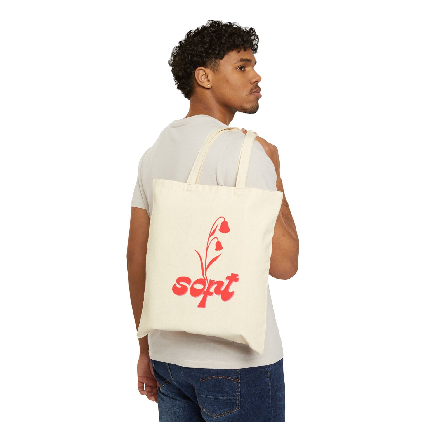 Canvas Tote Bag with Floral Design